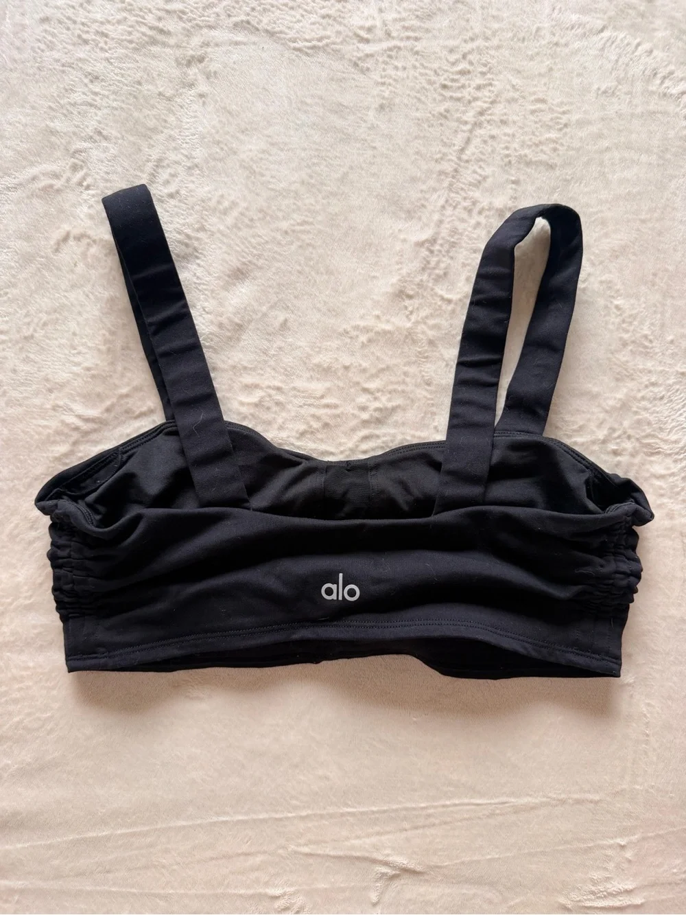 ALO Yoga Black Ruched Crop Bralette